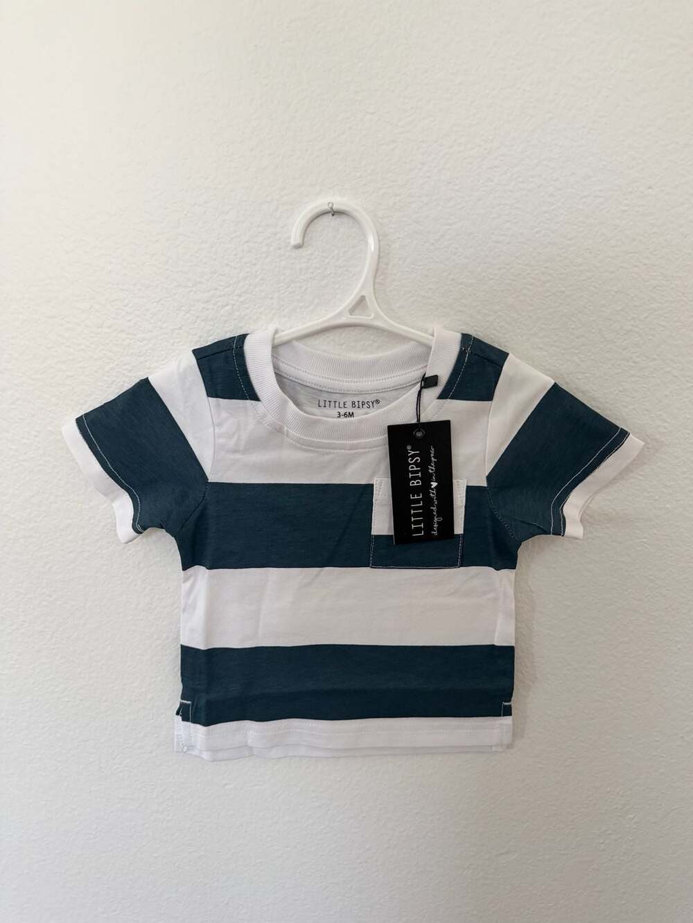 Little Bipsy Navy and White Striped Pocket T-Shirt